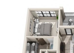 Lake Creek 3D Lake Creek 3D. 3 bedroom apartment. Kitchen with island open to living/dining rooms. 2 full bathrooms, double vanity in master. Walk-in closets. Patio/balcony.